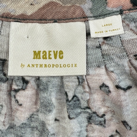 Maeve Anthropologie Blouse Womens Large Floral Print Linen Puff Sleeve Top - Picture 12 of 14